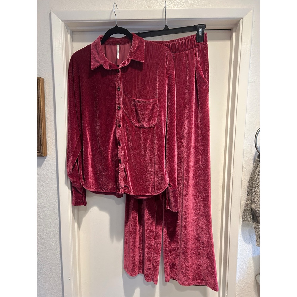 Pink Velvet Two Piece Set